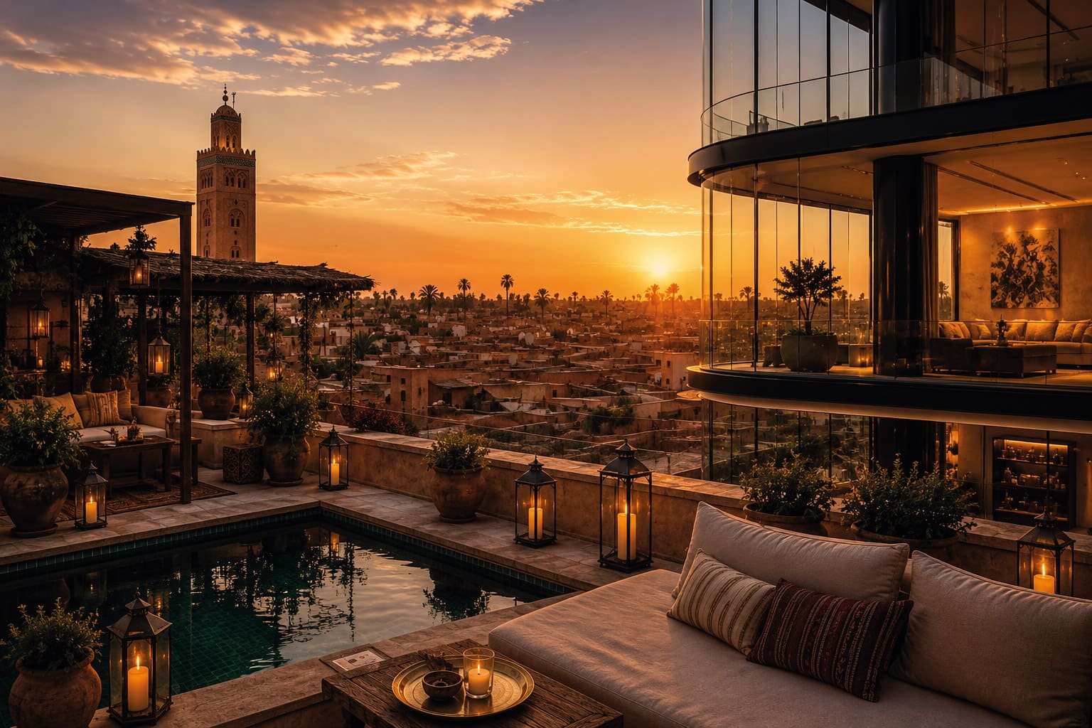 Terrasse sur les toits de la médina de Marrakech